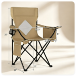 Folding Camping Chair, Heavy-Duty Metal Frame Portable Outdoor Chair with Cup Holder, Insulated Cooler Bag & Side Pocket for Camping Fishing Beach - Image 9