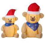 Set of 2 Lighted Plush Bear Christmas Decorations, Pre-lit Pull Up Holiday Decor with 60 Warm White LED Lights for Xmas Outdoor Indoor Decor Lighted Holiday Displays - Image 2