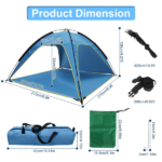 Beach Tent Sun Shelter UPF50+ UV Protection, 6.9x6.9ft Beach Canopy Tent for 4-6 Adults, Portable Outdoor Sun Shade Tent with Carry Bag - Image 10