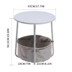 Round End Table with Storage Basket, Accent Table for Reading Nook, White (Shipment from Walmart) - Image 5