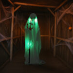 4.3ft Halloween Decorations Outdoor Life Size Animatronics Ghost with Trident, Sound-Actived Party Decor with Green Lights and Creepy Sound, Scary Haunted House Props for Garden Yard Lawn - Image 12