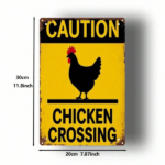 CIFbuy 1PC 2D Flat Metal Sign, Yellow Background Black Rooster Chicken Crossing Warning Sign, Vintage Classic Wall Art Decor For Home G TikTok, TikTok, me G Self-pickup Logiopics - Image 3