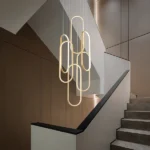 High Ceiling Chandelier Modern LED Ring Pendant Light 3 Color Dimmable Gold Chandeliers Contemporary 78in Hanging Light Fixture with Remote Control for Foyer Entryway Staircase - Image 2