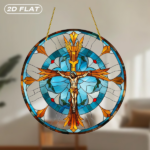 CIFbuy Vibrant Color Acrylic Sunflower Cross Jesus Suncatcher Wall Hanging Easy to Hang Gift (TikTok, temu pick-up service) - Image 7