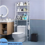 Over The Toilet Storage Rack, 3 Tier Freestanding Bathroom Organizer Shelf, Anti-Rust Metal Space Saving Laundry & Toilet Storage Rack, White - Image 4