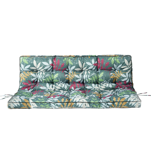 Outdoor Swing Cushions 55 Inch, Waterproof 4" Thick Porch Swing Cushion Replacement with Backrest and Ties, Comfortable 2-3 Seat Pation Swing Pad for Backyard, Garden, Lawn, Outdoor Furniture flower