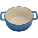 Cast iron 6QT cooking pot - Gradient blue - Includes two silicone gloves - Enamel pot - Image 3