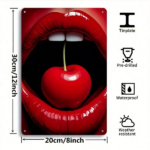 CIFbuy Modern Minimalist Metal Sign, Red Cherry Lips 2D Flat Art Poster, Aesthetic Wall Decor For Living Room Bedroom, 12x8 Inch TikTok, TikTok, tic Wall Decor For Living Room Bedroom Self-pickup Logiopics - Image 2