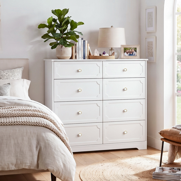 8-Drawer P2 MDF Painted Drawer Cabinet 41.34*14.96*35.43in White