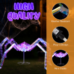 Replace 43966577 3FT Halloween Decorations Light Up Spider, Outdoor Halloween Decor Lighted Iridescent Spider, Weather Proof Pre-lit Spider with 340 LED Lights, for Front Yard Porch Gardens Lawns Party - Image 10