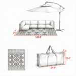 8' x 10' Waterproof Reversible Outdoor Rug: Blue White Rhombus Border Plastic Straw Rug with Carry Bag - Image 2
