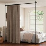 Drill-Free L-Shaped Room Divider Curtain Rod, Adjustable 28"-142"W x 4-10 ft H Heavy-Duty Partition Rod- Black - Image 27