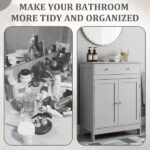 Gray particleboard with melamine veneer, 60*30*80cm, double doors, single drawer, bathroom vanity - Image 14