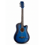 Blue 38-inch Acoustic Guitar with Picks, Strings, Capo, Case, Tuner, and Strap