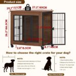 27.2" Dog Crate Furniture with Wheels for Small Dogs, Heavy Duty Dog Kennel Indoor with 2 Doors, Wooden Pet Cage End Table, Double-Doors Sturdy Metal Dog Cage for Anxiety Dog - Image 17