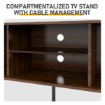 Walnut Embossed Particle Board TV Stand, Oval Tabletop 147×35×58cm, Modern Entertainment Center with Sliding Grid Doors, Media Console Cabinet for Living Room Bedroom - Image 12