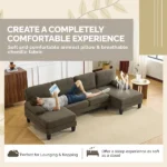 U-Shaped Convertible Sectional Sofa with 2 Chaise Lounges, 4-Seater Modular Couch with Removable & Washable Chenille Covers, 111.4" L x 48.4" D x 33.1" H L-Shaped Couches for Living Room Apartment, Heavy Duty Plastic Legs, Deep Brown - Image 10