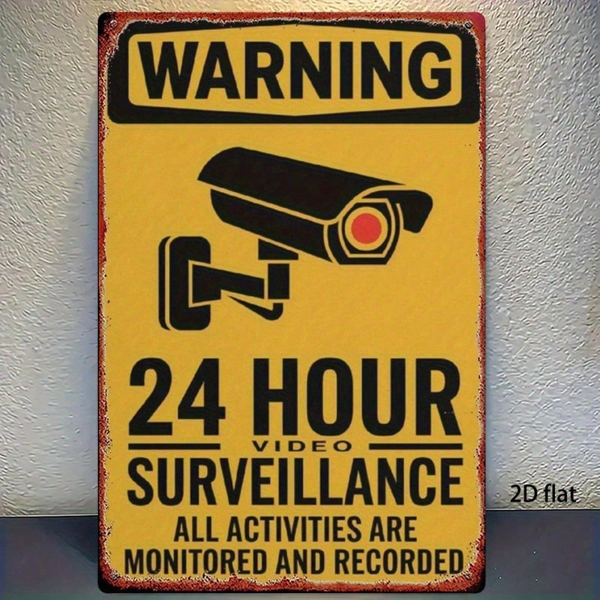 37dfa35d-d9dd-4cb7-8327-defa8f9ca1e8.png CIFbuy Vintage 24-Hour Video Surveillance Metal Sign, Black Camera Red Lens Warning Sign, 8x12 Inch Flat Iron Wall Art, Retro Security TikTok, TikTok, ity Self-pickup Logiopics - Image 1