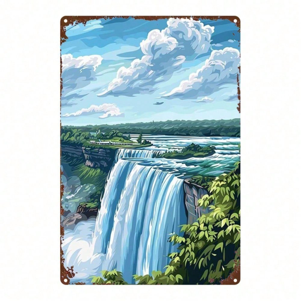CIFbuy 1pc Niagara Falls Metal Sign 8x12 Inch, Rustic 2D Flat Iron Wall Art With Vibrant Waterfall & Greenery, Vintage Indoor Outdoor H TikTok, TikTok, h Vibrant Waterfall & Greenery Self-pickup Logiopics