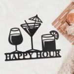 CIFbuy Vintage Distressed Black iron Happy Hour Wall Plaque Home Bar Man Cave Decor Unique Gift (TikTok, temu pick-up service) - Image 4