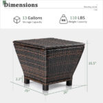 Outdoor PE Wicker Side Table with Storage, Small Patio Storage Bin Container for Hose Cushion Towel, Brown SAME AS 46755449 - Image 3