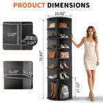 7-tier, 360° rotating wood-plastic composite shoe rack, 60*60*184cm, black - Image 4