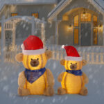Set of 2 Lighted Plush Bear Christmas Decorations, Pre-lit Pull Up Holiday Decor with 60 Warm White LED Lights for Xmas Outdoor Indoor Decor Lighted Holiday Displays - Image 9