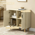 Natural Wood Sideboard Buffet Cabinet with Double Doors Adjustable Shelves And Wood Legs for Kitchen Living Room - Image 7
