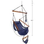 Oxford Cloth Hardwood With Cup Holder Wooden Stick Perforated 100kg Seaside Courtyard Oxford Cloth Hanging Chair Blue - Image 11