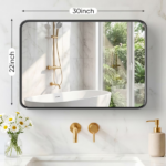 Anti-Fog Bathroom Wall Mirror – 22" x 30" Shatterproof Mirror with Rectangular Metal Frame, Black (Shipment from Walmart) - Image 5