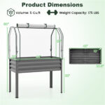 3-in-1 Metal Raised Garden Bed with Mini Greenhouse Cover, Elevated Planter Box - Gray - Image 3