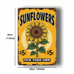 CIFbuy Vintage Sunflower 2D Flat Metal Sign 8x12 Inch" Waterproof Rustproof Retro, Wall Art Decorative Plaque Durable Hanging Dec 8x12 IncikTok, 8x12 IncikTok, t Self-pickup Logiopics - Image 2