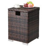 Replace 95812680 40*40*57cm Iron Frame Gas Bottle Storage Rattan Side Table Brown Gradient - Image 18