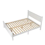 Queen Single Bunk Bed Painted + Melamine Veneer & Pine + MDF Bed Frame Vertical Striped Decorative Bed Frame 63.78*83.46*37.8in White - Image 19
