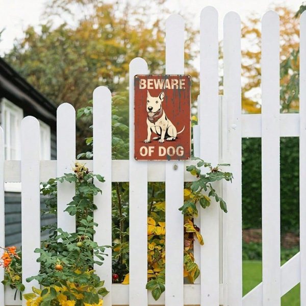 CIFbuy 1pc Beware Of The Dog Vintage Metal Tin Sign, Sign, Funny Retro Wall Art Plaque Unframed 8x12in, Classic Decorative Home Decor For Ind Dog VintagikTok, Dog VintagikTok, x12in Self-y ckup LogiopInd