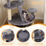 40" Multi-Level Cat Tree for Munchkin & Old Cats - Stable Wide Base, Soft Padded Perch + Large Condo (Gray) - Image 6