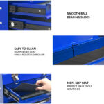 20-inch Steel Portable Tool Box With Drawers - Tool Storage Box Organizer With Metal Lock Closure Device - Powder-coated Tool Storage Cabinet (BLUE) - Image 9