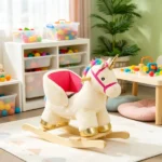 Toddler Unicorn Rocking Horse – with Realistic Sound, Safety Belt & Wooden Base, for 18-36M Parent-Child Interactive Playtime - Image 7
