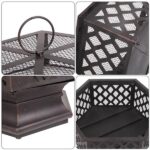 22" Hexagonal Shaped Iron Brazier Wood Burning Fire Pit Decoration for Backyard Poolside - Image 40