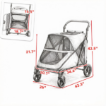 66 LBS Capacity Teal Pet Stroller – for Large Dogs, All-Terrain Spring Suspension, 8-Position Adjustable Handle - Image 3