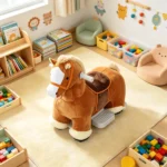 6V Battery Powered Kids Ride On Pony – Electric Ride On Horse, with Bear Toy, Music, for 1.5-5 Years Old - Image 7