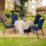 Navy 2 Pack Stackable Patio Dining Chairs, Ergonomic Steel Frame Breathable Fabric Outdoor Chairs 330 LBS Capacity - Image 2