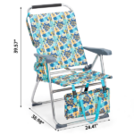 17 Inch Seat Height Beach Chair for Adults, Folding Portable Camping Chair with Headrest, Cup Holder, Side Pocket & Bottom Storage Bag, 7-Position Adjustable Aluminum Beach Chair, Heavy Duty 265 LBS Capacity, Oxford Fabric for Beach, Patio, Pool, Vintage Summer Print - Image 11