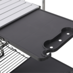 Foldable Aluminum Camping Kitchen Table Heat Resistant Tabletop Detachable Lamper , 4 Foldable Side Trays Mesh Storage Rack Hanging Hooks 154lbs Load Capacity with Carry Handle for Camp Tailgate RV Picnic--Silver - Image 9