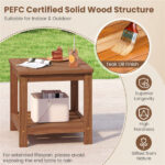 Versatile 2-Tier Wooden Side Table, Easy Assembly Nightstand for Garden Living Room Poolside - Image 6