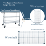 Heavy Duty Rolling Utility Cart,3 Tier Rolling Carts with Wheels,with Handle Bar & Shelf Liners,36"x18"x32"Storage Cart for Kitchen,Restaurant,Plant Display,Chrome - Image 7