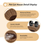 Handwoven Cat Cave House - Indoor Kitten Bed with Double-Sided Seasonal Mats, Sturdy Pet House for Multiple Cats, Suitable for Living Room & Bedroom - Image 2