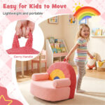 Red Kids Sofa, Soft Teddy Fleece Foam Couch with Carry Handle & Removable Machine-Washable Cover - Image 6