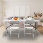 6' Folding Table Portable Plastic Indoor Outdoor Picnic Party Dining Camping Tables - Image 29