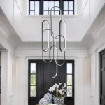 High Ceiling Chandelier Modern LED Ring Pendant Light 3 Color Dimmable Black Chandeliers Contemporary 157in Hanging Light Fixture with Remote Control for Foyer Entryway Staircase - Image 4